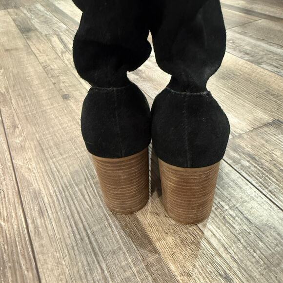 Steve Madden Savas Black Suede Knee High Boots Size 7.5 Western Cowgirl Cottage - Picture 5 of 8